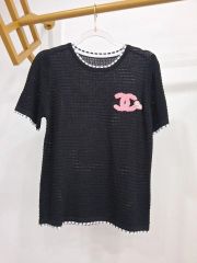 CHANEL 半袖 ニット マルチカラー ココマーク ブラック - メルカリ