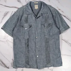 Sanca シャンブレー リネン S/S キューバシャツ オープンカラー 開襟 3(L) ライトブルーのサムネイル