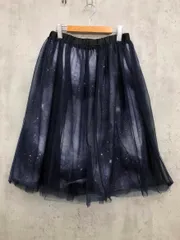 earth music&ecology アースミュージック＆エコロジー ウエストゴム グラデーション チュール スカート sizeF/Navy ■■ レディース
