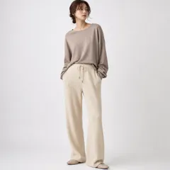 UNIQLO ユニクロ リブニットパンツ ベージュ Lサイズ イージー