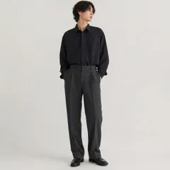 メンズ スラックス パンツ ダークグレー ツータック 古着 ビンテージ