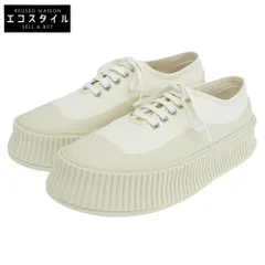 JIL SANDER　ジルサンダー　新品同様 キャンバス ラバーソール レースアップ ローカット スニーカー ナチュラル/アイボリー 39 JS36072A　39のサムネイル