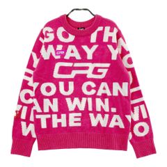 CPG GOLF ゴルフウェア　ニット　セーター　総柄　シーピージー　レディース CPGゴルフ クルーネックロゴ柄 ニット 新品未使用 冬ゴルフ - メルカリ