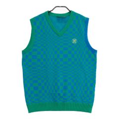 G/FORE ジーフォア☆ブロックチェック丸首ニットソー 36 ブルー