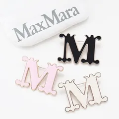 Max Mara マックスマーラ ブローチ アクセサリー EGREGE モノグラムブローチ  MXAEGREGE 2614751061 アグレジェ レディース ホワイト ネイビー ピンク メタル M字型 ロゴ刻印 ピンバッジ 春夏のサムネイル