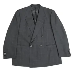 ジャンニヴェルサーチ クチュールGIANNI VERSACE COUTURE ウールメデューサボタングレンチェックダブルジャケット グレーXL位のサムネイル