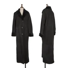 バーバリーBURBERRY LONDON ファーカラームートンロングコート 黒42のサムネイル