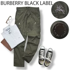 バーバリー ブラックレーベル BURBERRY BLACK LABEL カーゴ パンツ ジップアップ ナイト ロゴ 刺繍 73 オリーブ x ノバチェック柄 切替 ブラック ブリティッシュ メンズのサムネイル