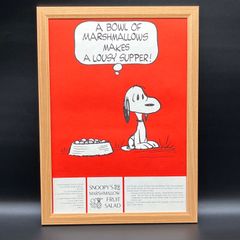 빈티지 포스터 땅콩 음식 가이드[ 스누피의 마시멜로·과일 샐러드 ] 1960's *희소한 당시물 액액 첨부 오리지날 미국 빈티지 ( AZ2686 )