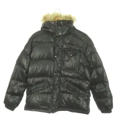 タカQ タカキュー TAKA-Q MALE & Co. ダウンジャケット 上着 L 黒 ブラック 長袖 フード付き ファー付き /AO11 ■ECB004のサムネイル