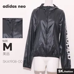 美品 adidas neo アウター ナイロンジャケット　長袖　ポケット付き　フード付き　フロントジップ　ロゴプリントのサムネイル