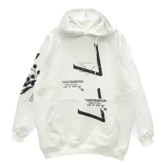 PRADA プラダ 21SS 134629 S211 1YUA RAF SIMONS ラフシモンズ期 メタルプレートロゴ グラフィックプリント オーバーサイズ プルオーバーパーカー ホワイト系 S【中古】のサムネイル