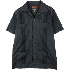 ギャングスタービル レーヨン キューバシャツ L 墨黒 チャコールグレー