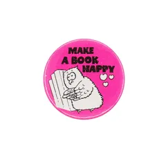 本 フクロウ MAKE A BOOK HAPPY レトロ 缶バッジ イギリス 輸入雑貨 缶バッチ ピンバッチ  brooch-8368のサムネイル