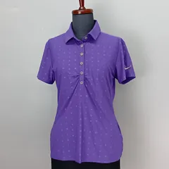 NIKE GOLF　Lサイズ　ポロシャツ　DRI-FIT　ドライフィット　TOUR PERFORMANCE　パープル　ドット柄　ナイキゴルフ　【0865】