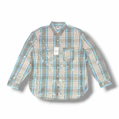 未使用 BOWWOW 25AW PAINTER'S PAINT STAINED FLANNEL SHIRT チェックシャツ バウワウ BW252-PPSFS ブルー XL （15052M）のサムネイル