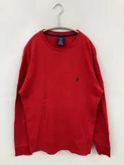 Polo Ralph Lauren ポロラルフローレン Tシャツ/カットソー M レッド 無地 ワンポイント ブランドロゴ ミドル丈 長袖 クルーネック(丸首) メンズ レディース