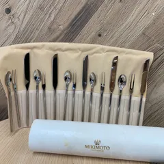 【彦】MIKIMOTO ミキモト カトラリー セット 15本 5客 スプーン フォーク ナイフ ステンレス 来客用 現状品【4832HK】E29