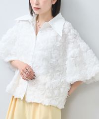 aerma flower motif volume blouse - メルカリ
