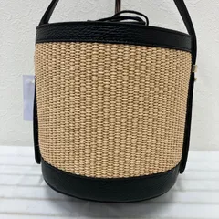 3603　MACKINTOSH PHILOSOPHY　 マッキントッシュフィロソフィー　ハンドバッグ　 ワンショルダー　かごバッグ　ベージュ×ブラック系　 レザー　巾着型　レディース