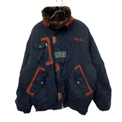 90s ellesse 中綿ジャケット 52 ブラック オレンジ エレッセ スキーウェア アウター 襟ボア着脱可能 万国旗タグ 冬物 a801-5286のサムネイル