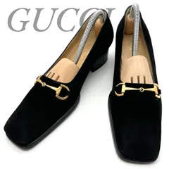 【B5304】  【美品】 GUCCI グッチ パンプス ホースビット スエード ブラック スクエアトゥ チャンキーヒール イタリア製のサムネイル