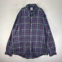 古着 ブルックスブラザーズ Brooks Brothers 長袖シャツ ボタンダウン 胸ポケット XL  ネイビー系 チェック メンズ