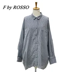 F by ROSSO エフバイロッソ イージーリネンオーバーシャツ F ストライプ ブラック系のサムネイル