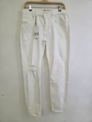 ザラ スキニーフィット 白 ダメージジーンズ デニム パンツ 32