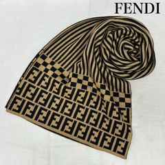 fendi ズッカ柄 チェック マフラー 総柄 ウール フェンディ ストール