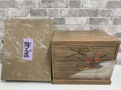 新品】二段小引き出し 椿柄 小物収納 木製 和家具 日本 会津桐箪笥