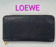【✨美品✨】ロエベ アナグラム ラウンドジップウォレット リネン ブラック 廃盤！】LOEWE リネンアナグラムジップアラウンドウォレット長財布