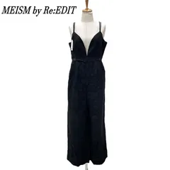 【タグ付】MEISM by Re:EDIT リエディ ジャガードフラワー柄キャミオールインワン L BLK/ブラックのサムネイル