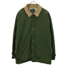 90s J.CREW ハンティングジャケット XL グリーン ジェイクルー 巨人タグ 襟コーデュロイ 裏地チェック ワーク アウター 春秋物 a803-5569のサムネイル