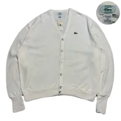 LACOSTE IZODLACOSTE アイゾッドラコステ Cardigan カーディガン 80s USA製 タグ付き EmbroideredLogo 刺繍ロゴ One-PointLogo Acrylic アクリル White ホワイト 白 XLのサムネイル