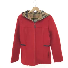 BURBERRY BLUE LABEL バーバリーブルーレーベル フーデッドコート サイズ:38 裏地ノバチェック   ウール混 レッド レディース / 241007004150のサムネイル