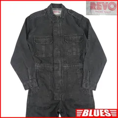未使用 REVO レヴォ ツナギ ブラック デニム オールインワン オーバーオール XL ワークパンツ  ジーンズ ジーパン デニム メンズ オーバーオールXLサイズ一覧←SEULB屋着古← X8326のサムネイル