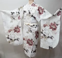 二尺袖着物 単品 仕立て上がり bonheur saisons ボヌールセゾン 着物丈はショート丈 白地 NO43440-03のサムネイル