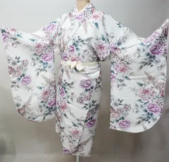 二尺袖着物 単品 仕立て上がり bonheur saisons ボヌールセゾン 着物丈はショート丈 白地 NO43441-03のサムネイル