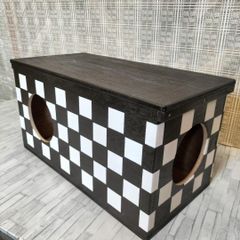 78《収納BOX》おもちゃ箱 ハンドメイド 市松模様 リンゴ箱 DIY 工具 