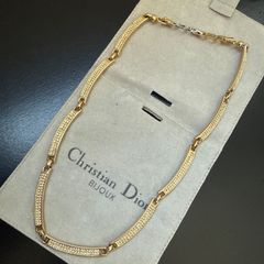Christian Dior ラインストーン付きチョーカーネックレス ゴールド