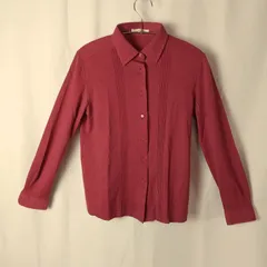 M1-03377【Women】CORDIER(コルディア) 長袖 シャツ (9:XL相当) / 赤系 内側、首タグ黄ばみ有 両脇に色あせ有 K-春秋のサムネイル