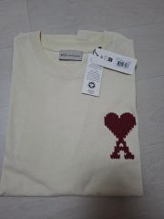 新品 AMI PARIS アミパリス ビッグハートロゴ Tシャツ S アイボリー