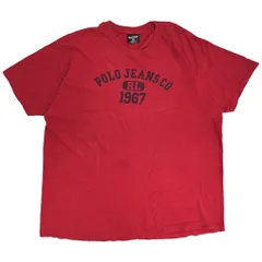 USA製 POLO JEANS ポロジーンズ ラルフローレン カレッジＴシャツ レッド(メンズ XL)中古 古着 Y2222