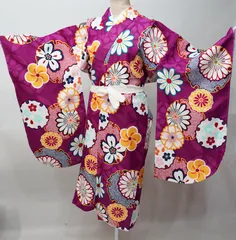 二尺袖着物 単品 仕立て上がり bonheur saisons ボヌールセゾン 着物丈はショート丈 ワインレッド NO43445-03のサムネイル