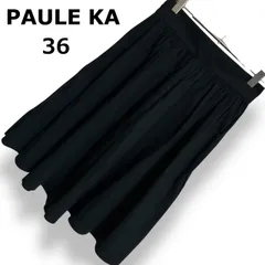 PAULE KA ポールカ スカート ひざ丈 フレア Aライン ウエストマーク 切り替え 異素材 綿 コットン タック ジップフライ ブラック 黒 無地 高級感 上品 エレガント フォーマル オフィス 通勤 発表会 レディース S【36】2605071APのサムネイル