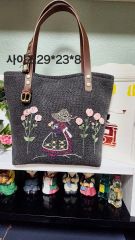 クロスステッチ❤︎本革持ち手トートバッグ サモイロフ ハンドメイド