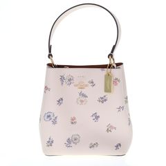 美品 COACH ワイルドフラワー レザースモールタウンバケットバッグ