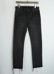 美品 mnml ミニマル ダメージ 加工 ブラック スキニー デニム パンツ カットオフ ブラック 黒 3226Q★2
