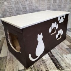 44《キャットハウス》木製ハウス 猫 保護猫 ケージ りんご箱 犬 小屋